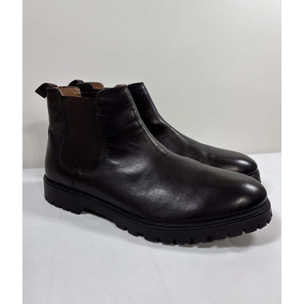 Vince Camuto Men 13 Zavara Lug Chelsea Boots Brown Leather Luxury Classic Office